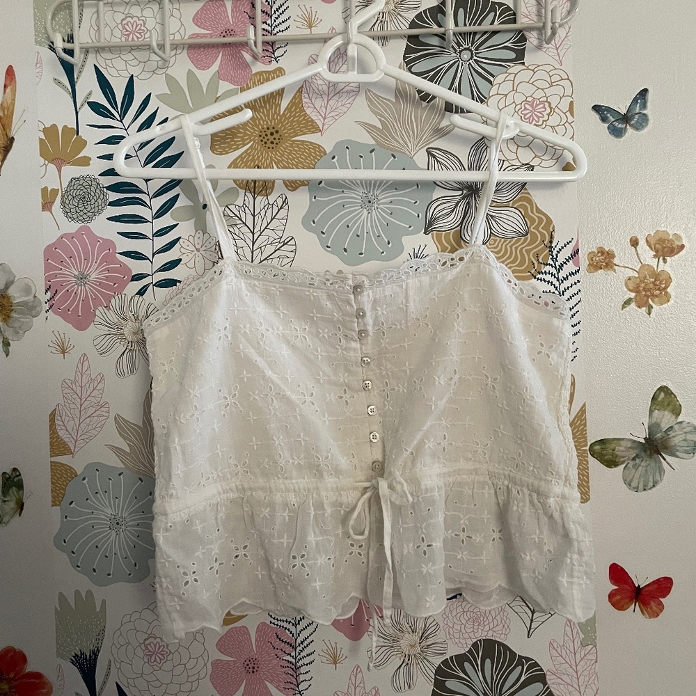 Aerie white embroidered cami